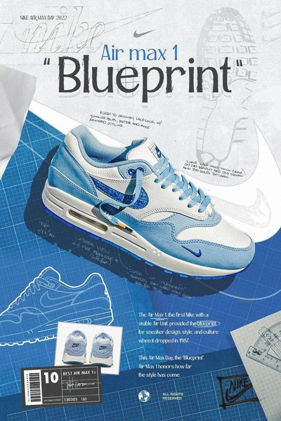 sneakers, athletic shoes, running shoes, air max, nike shoes, sports shoes, trainers, product launch, brand awareness, editorial, bold, trustworthy, blue, neutral